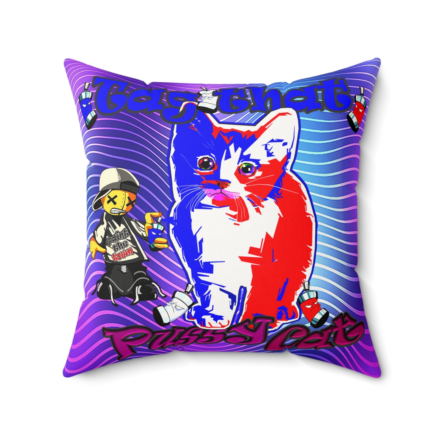 tag that - Faux Suede Square Pillow - (purple wave)