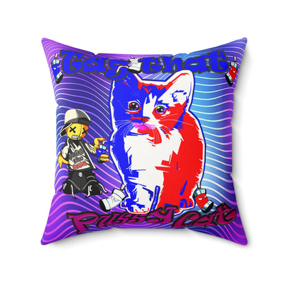 tag that - Faux Suede Square Pillow - (purple wave)
