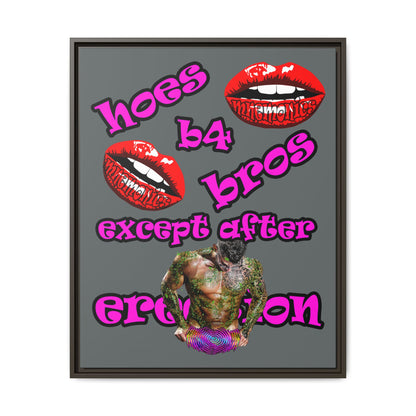 hoes b4 bros - framed canvas art (dark grey)