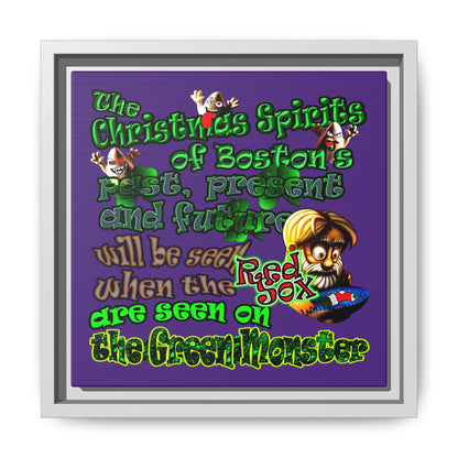 christmas spirits of boston - framed canvas art (purple)