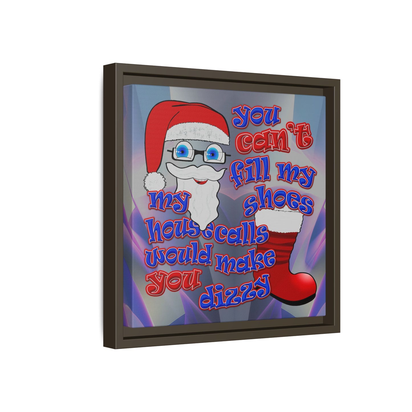 santa's shoes - framed canvas art (grey-pink wave)