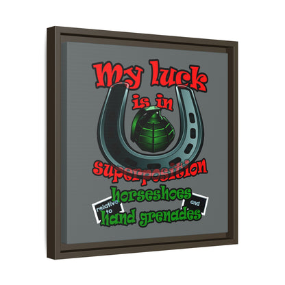 my luck - framed canvas art (dark grey)