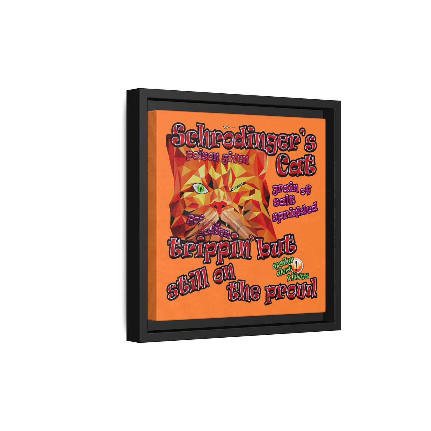 schrodinger's cat - framed canvas art (crusta)