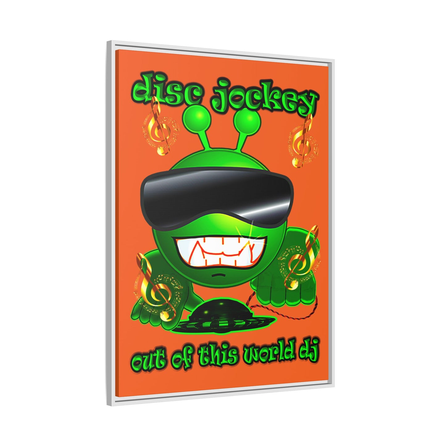 disc jockey - framed canvas art (orange)