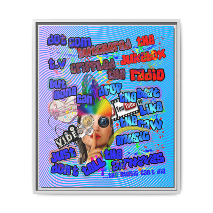 drop the beat - framed canvas art (light blue-purple wave)