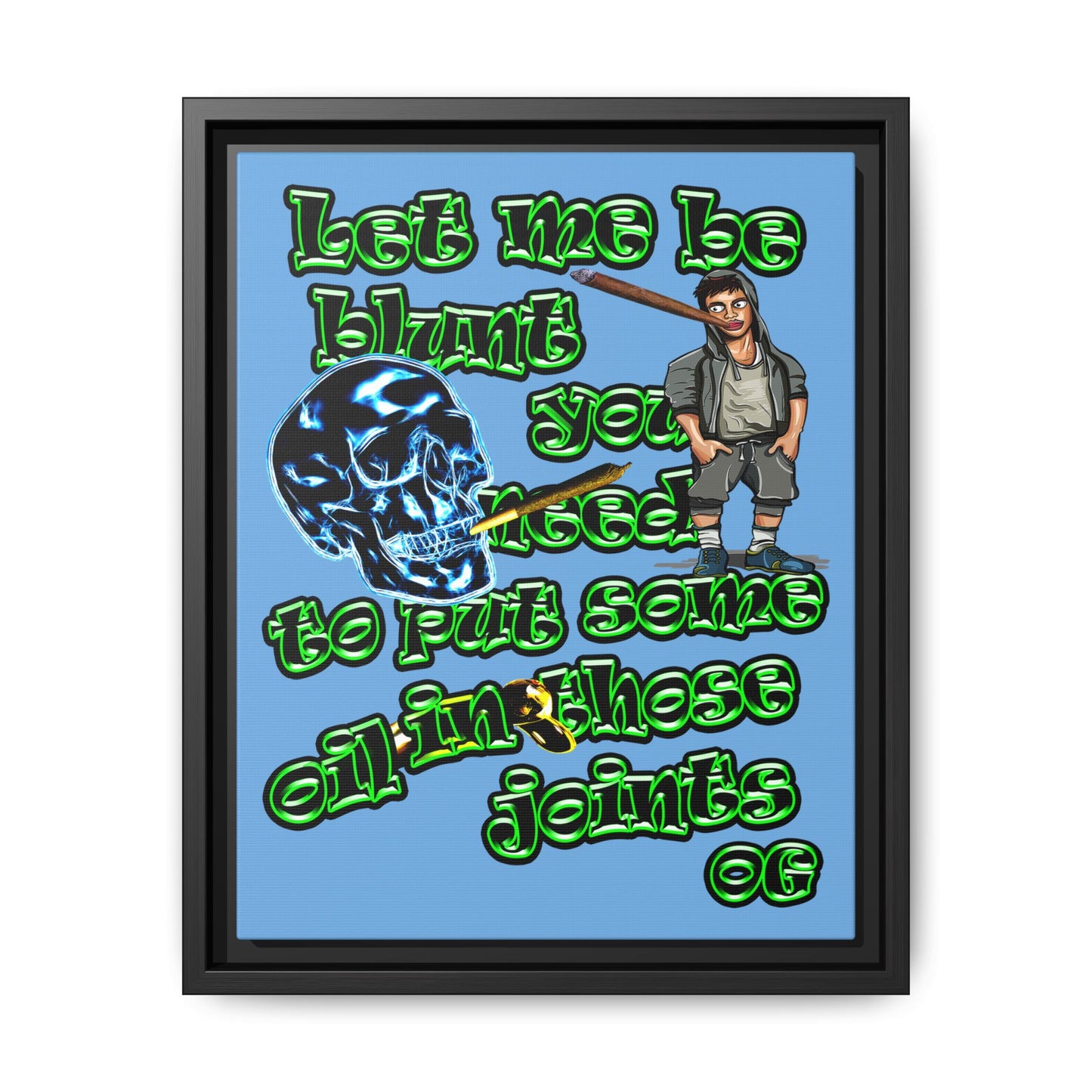 og - framed canvas art (light blue)