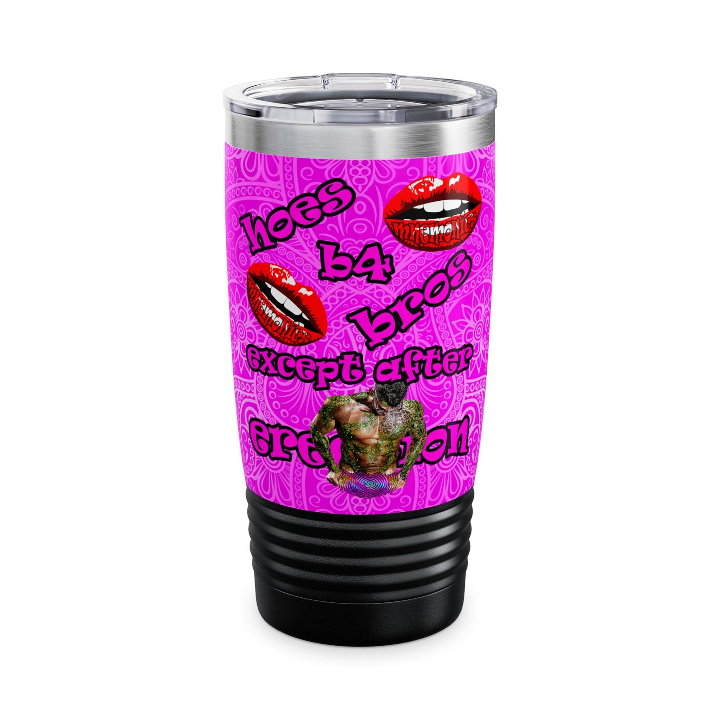 hoes b4 bros - Ringneck Tumbler, 20oz (pink swirl)
