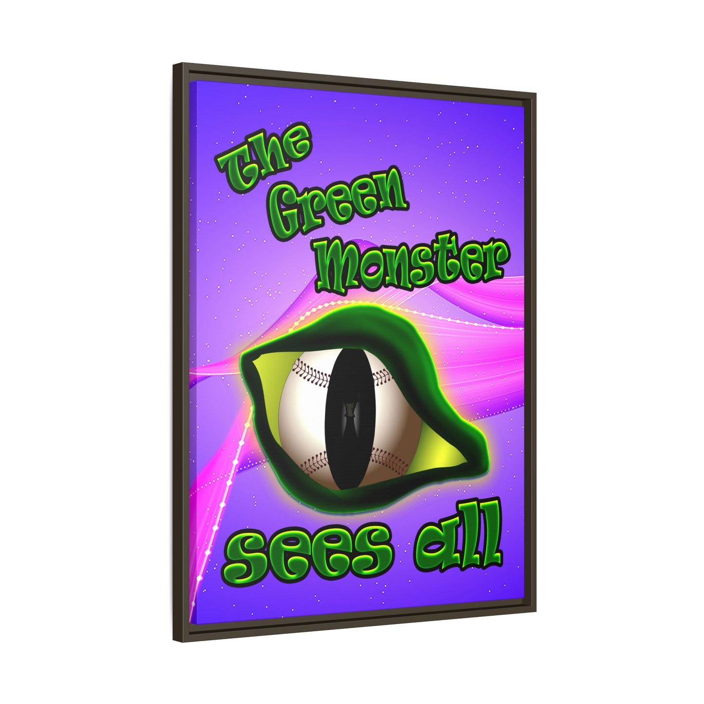 green monster - framed canvas art (purple-pink wave)