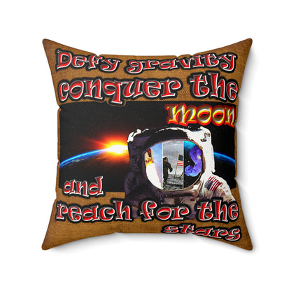 defy conquer reach - Faux Suede Square Pillow - (dichromatic brown papyrus)