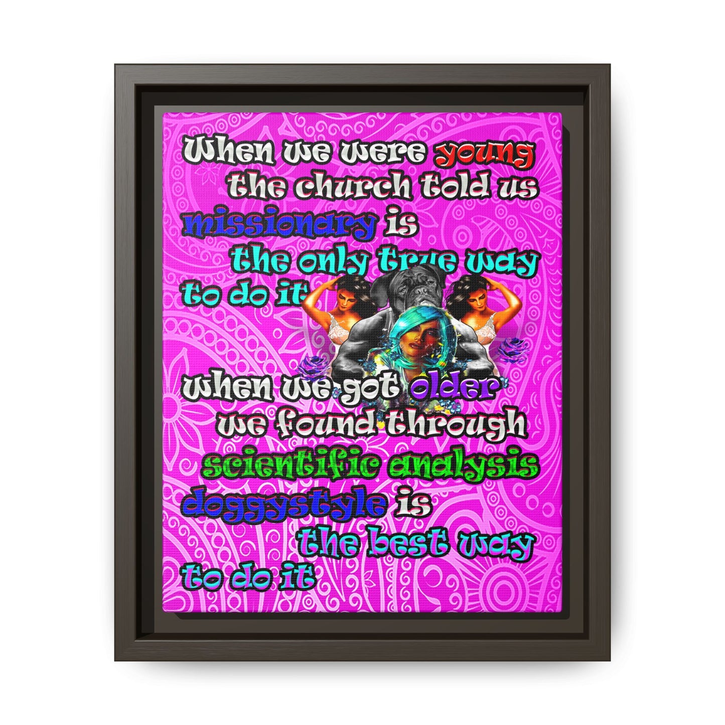 doggystyle - framed canvas art (pink swirl)