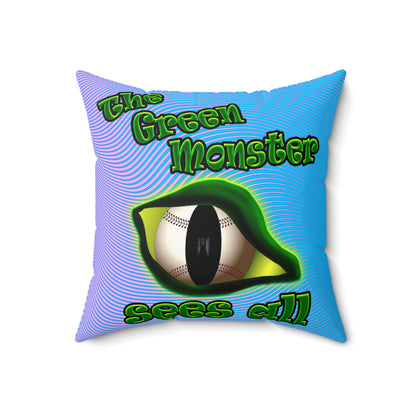 green monster - Faux Suede Square Pillow - (light blue-purple wave)