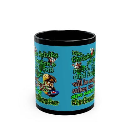 christmas spirits of boston - Black Mug (turquoise)