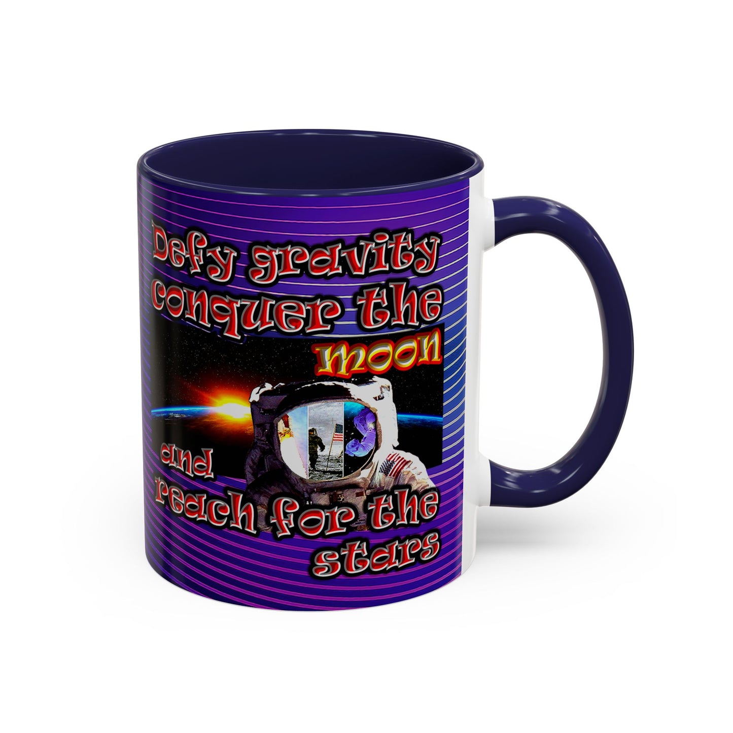 defy conquer reach - Accent Mug (purple wave)