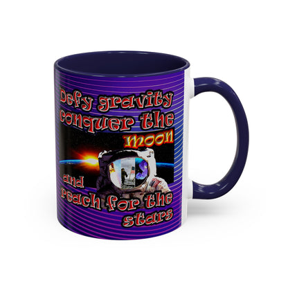 defy conquer reach - Accent Mug (purple wave)
