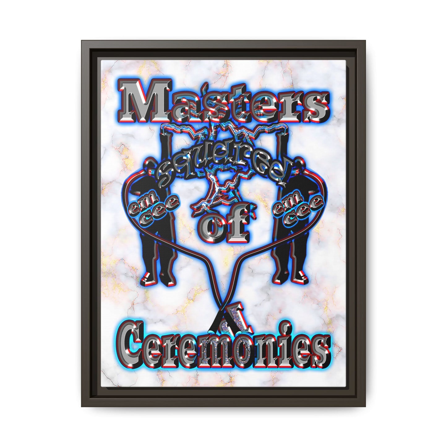 em cee squared - framed canvas art (white marble)