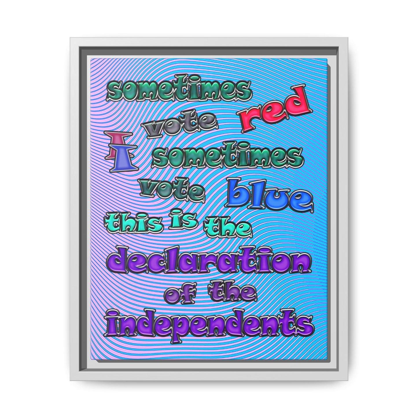 declaration of the independents - framed canvas art (light blue-purple wave)