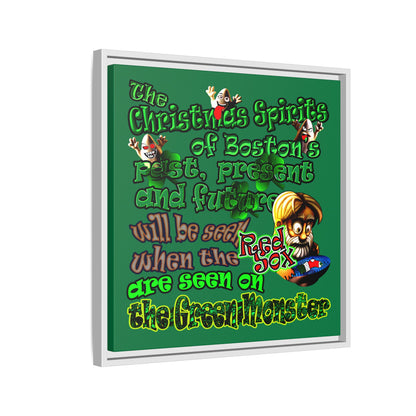 christmas spirits of boston - framed canvas art (dark green)