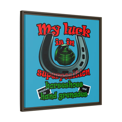 my luck - framed canvas art (turquoise)