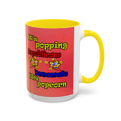 popping like popcorn - Accent Mug (yellow-orange wave)