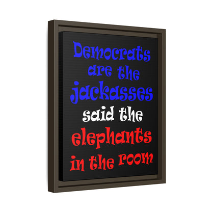 donkeys and elephants - framed canvas art (black)