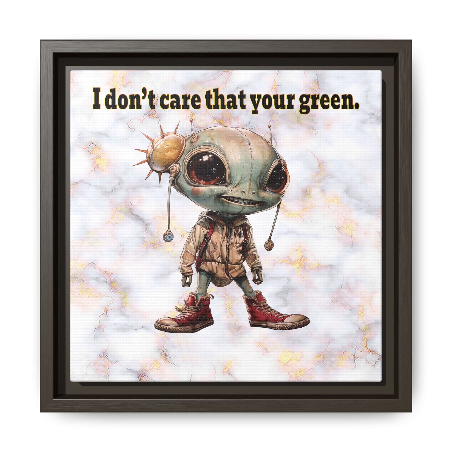 I don't care that your green - framed canvas art (white marble)