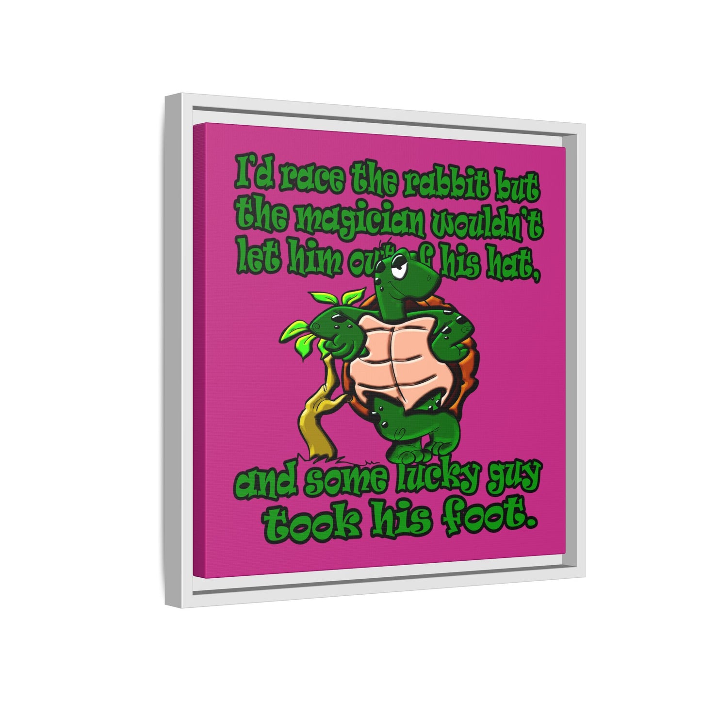 turtle race - framed canvas art (pink)