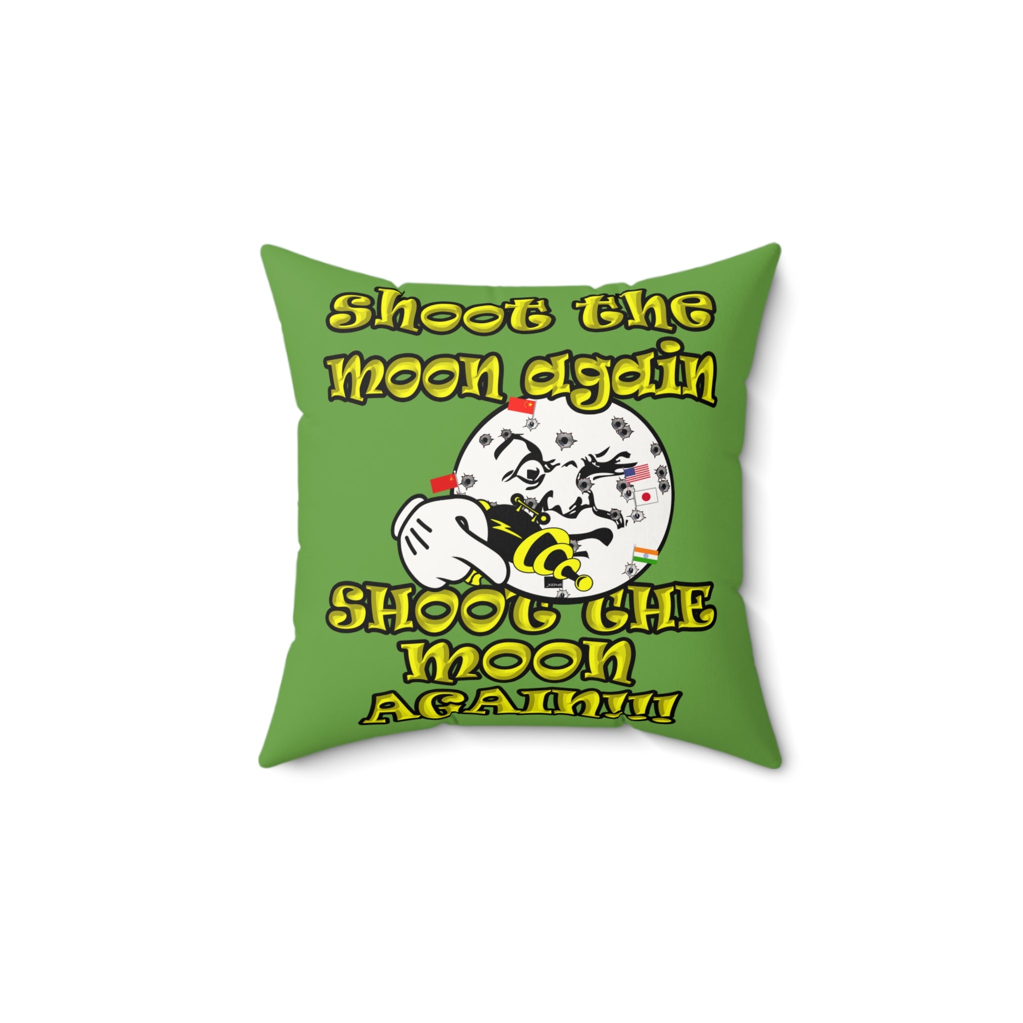 shoot the moon again - Faux Suede Square Pillow - (green)