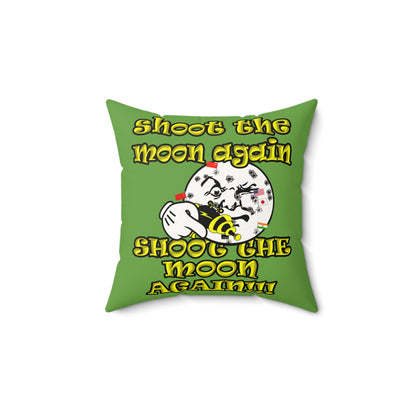 shoot the moon again - Faux Suede Square Pillow - (green)