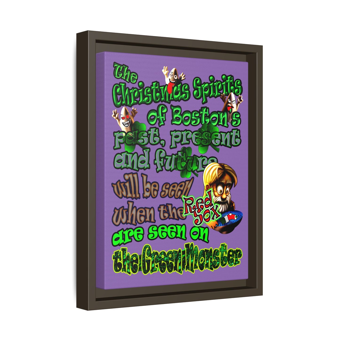 christmas spirits of boston - framed canvas art (light purple)