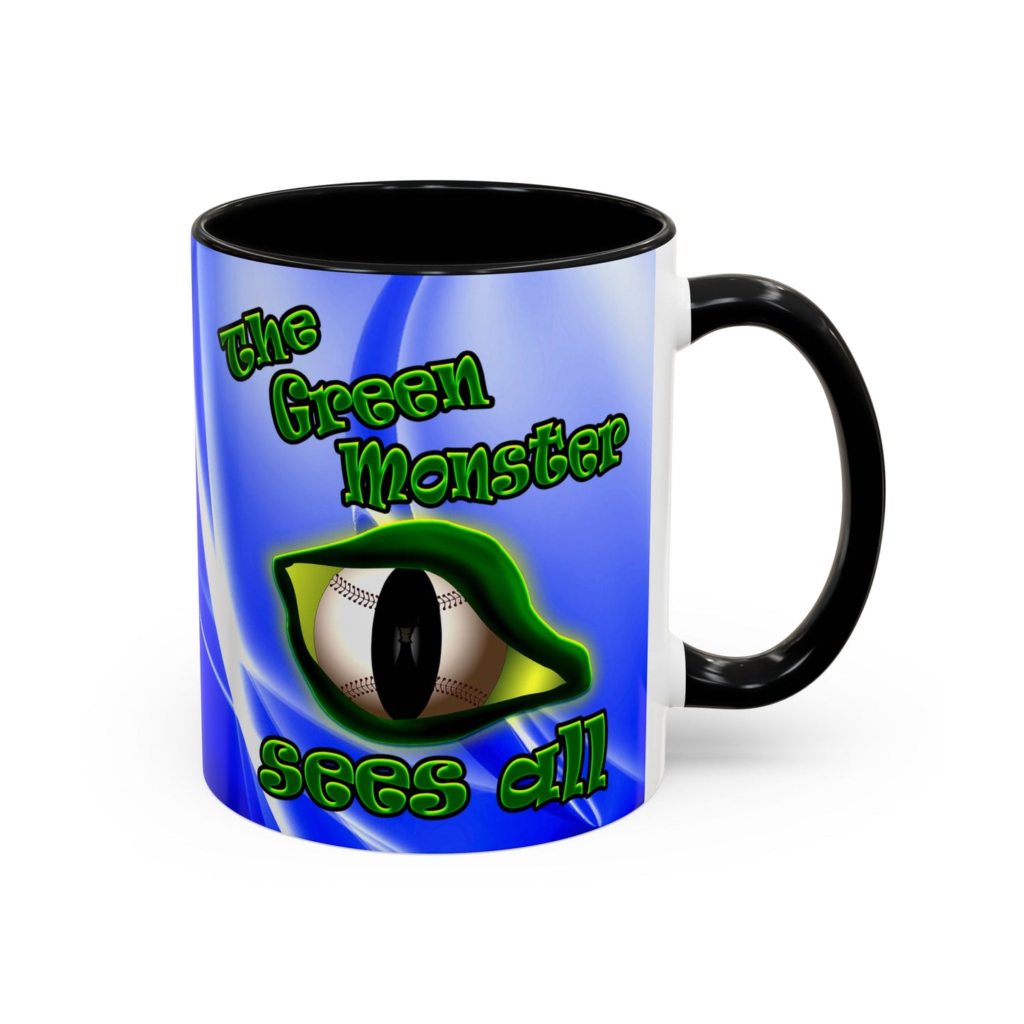green monster - Accent Mug (blue-white wave)