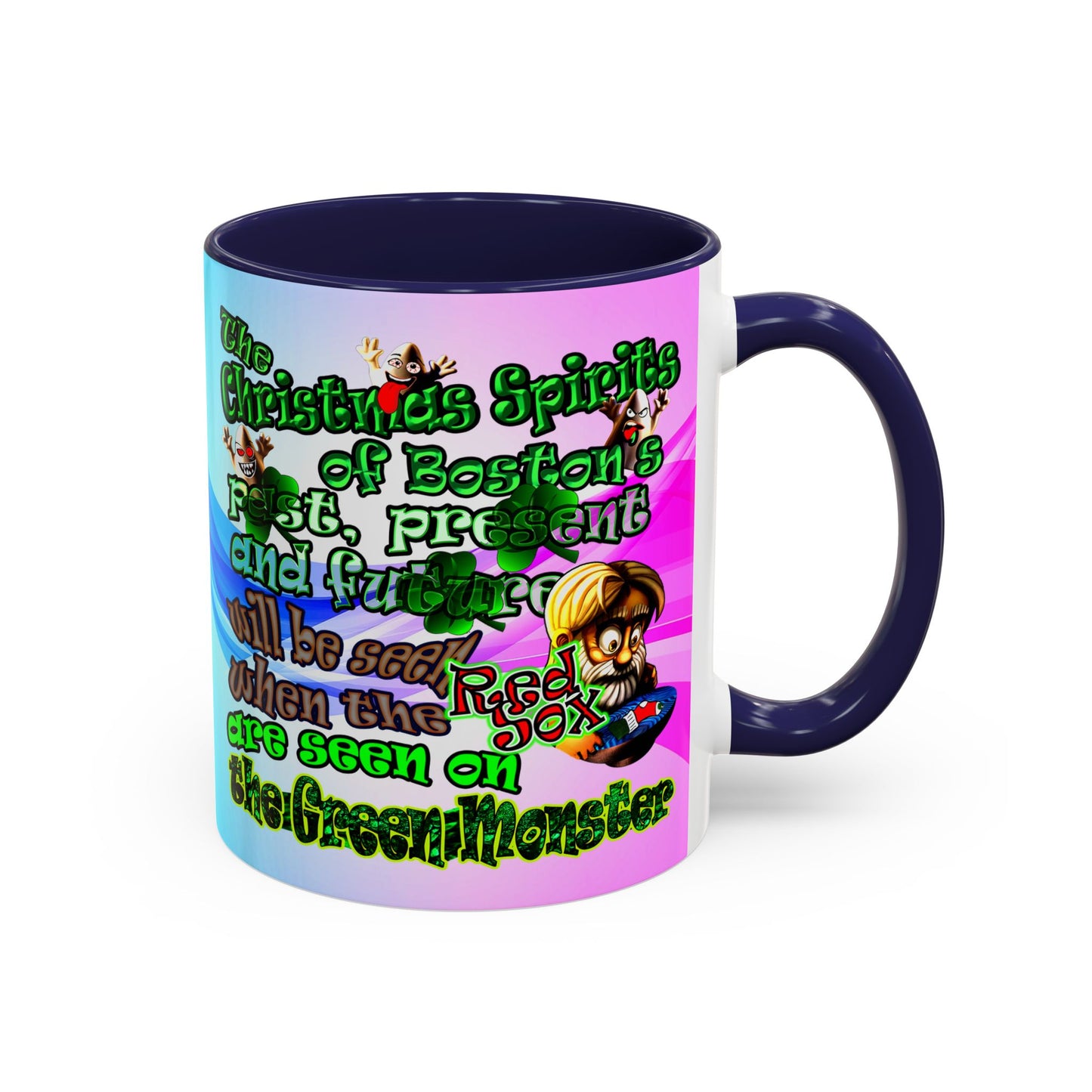 christmas spirits of boston - Accent Mug (light blue-pink wave)