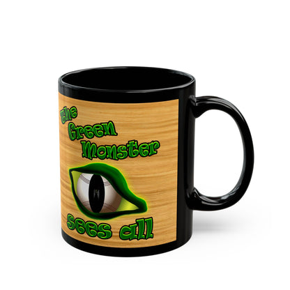 green monster - Black Mug (butterscotch wood finish)