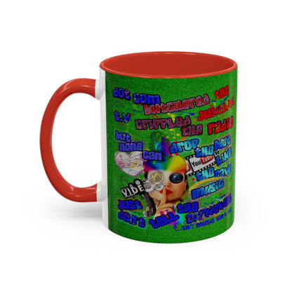 drop the beat - Accent Mug (green turf)
