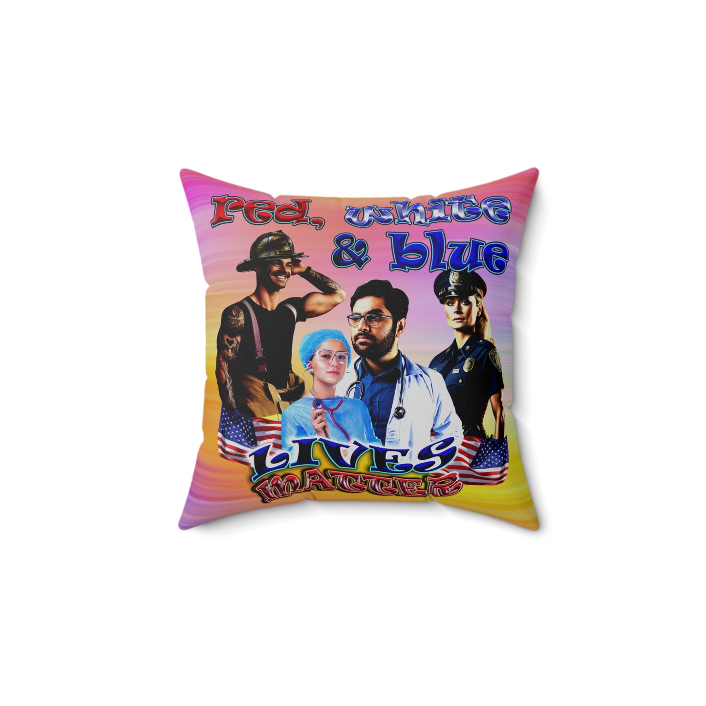 rw&b lives matter - Spun Polyester Square Pillow - (color blur)