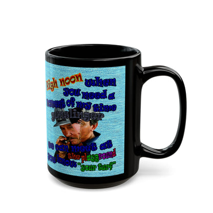 high noon - Black Mug (faded blue)