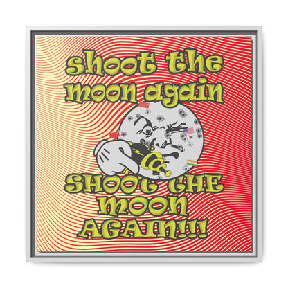 shoot the moon again - framed canvas art (yellow-orange wave)