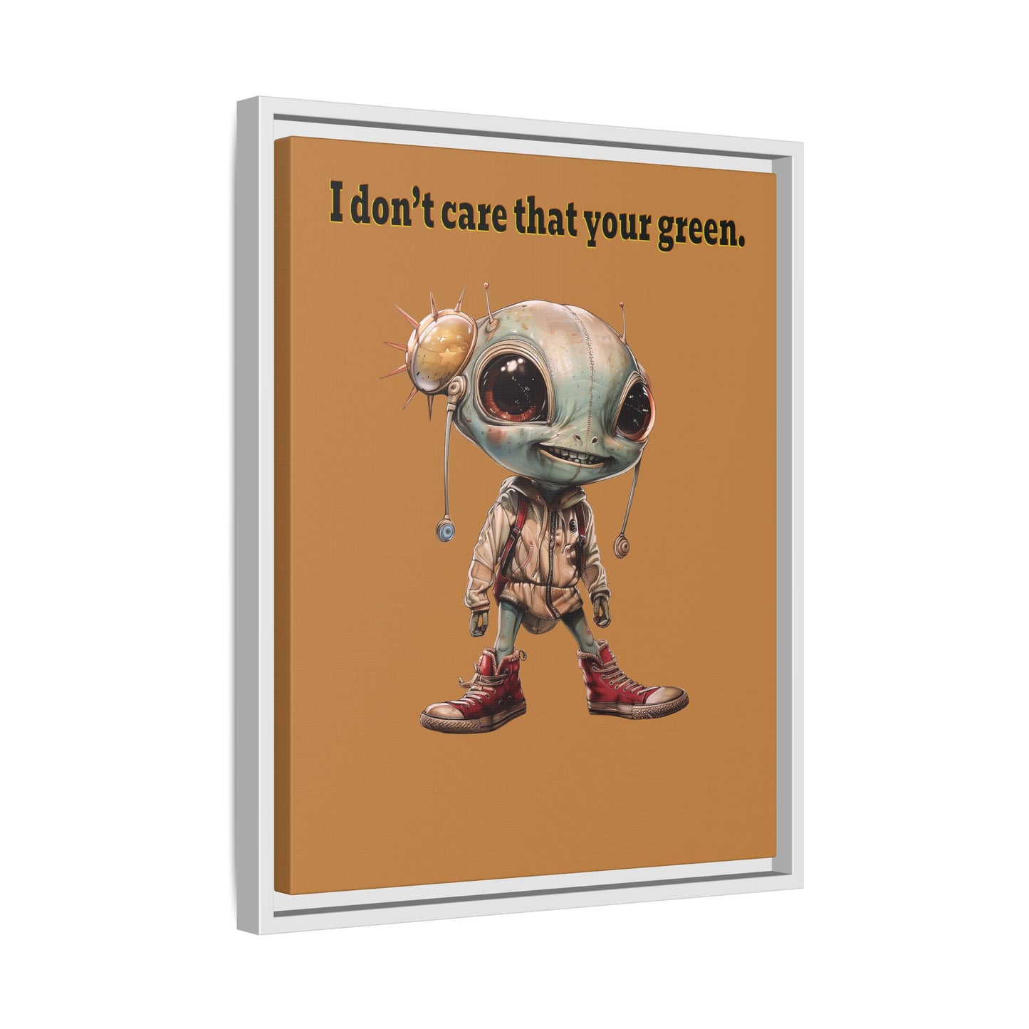 I don't care that your green - framed canvas art (light brown)