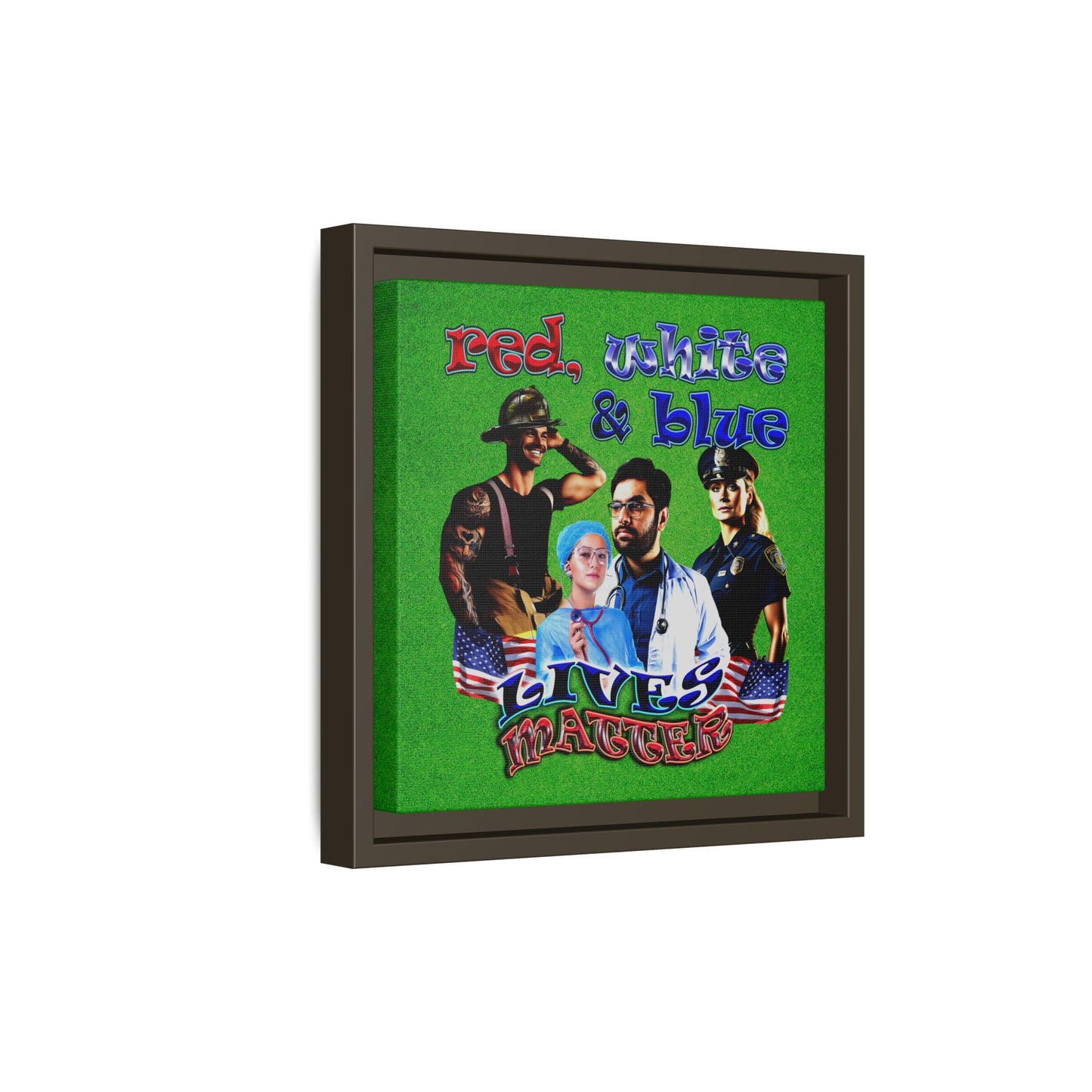 rw&b lives matter - framed canvas art (green turf)