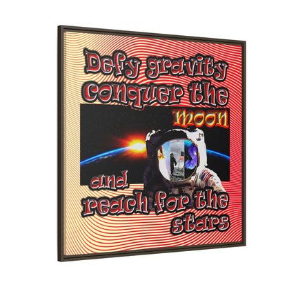 defy conquer reach - framed canvas art (yellow-orange wave)