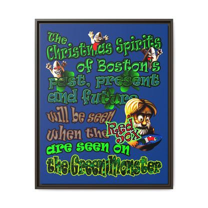 christmas spirits of boston - framed canvas art (dark blue)