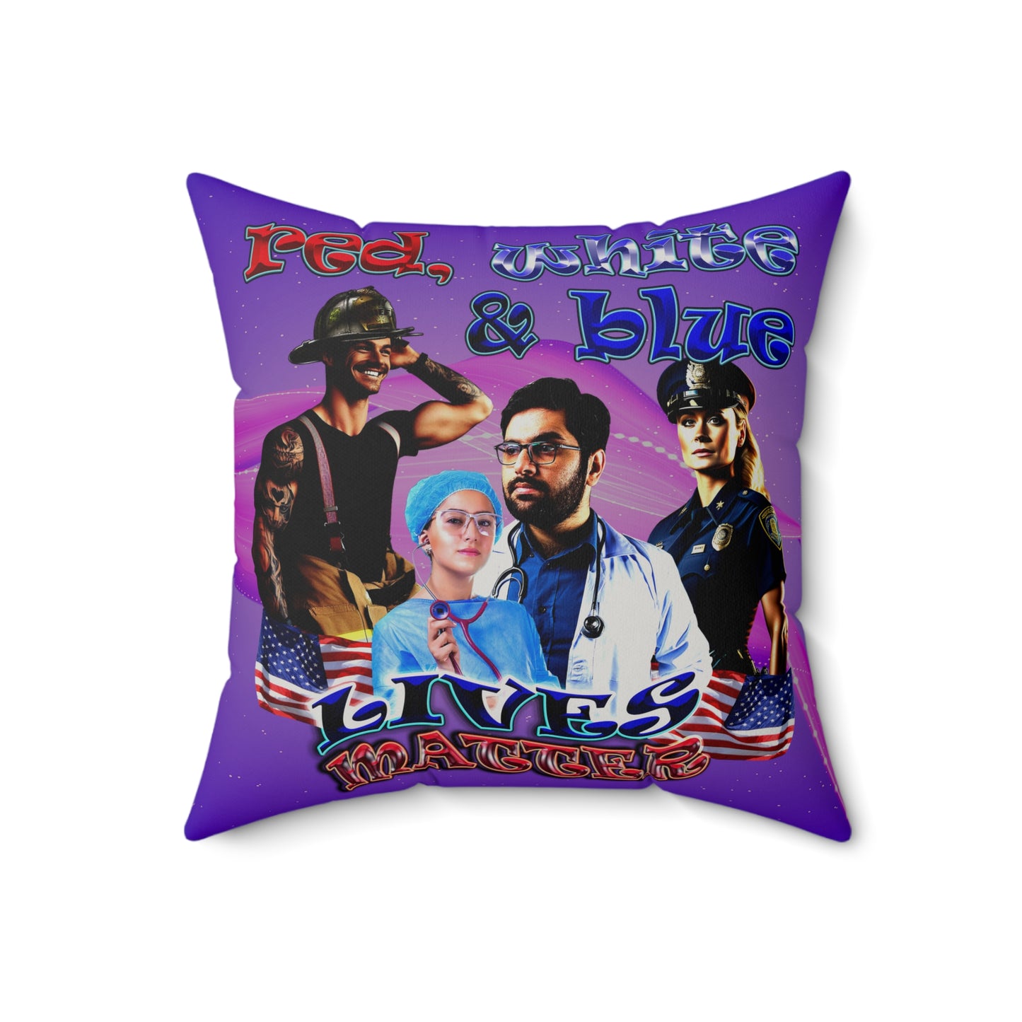 rw&b lives matter - Faux Suede Square Pillow - (purple-pink wave)