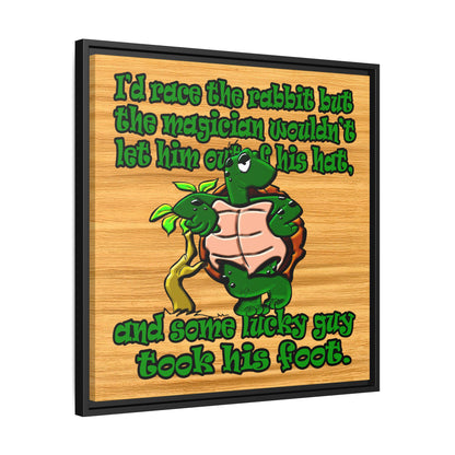 turtle race - framed canvas art (butterscotch wood finish)