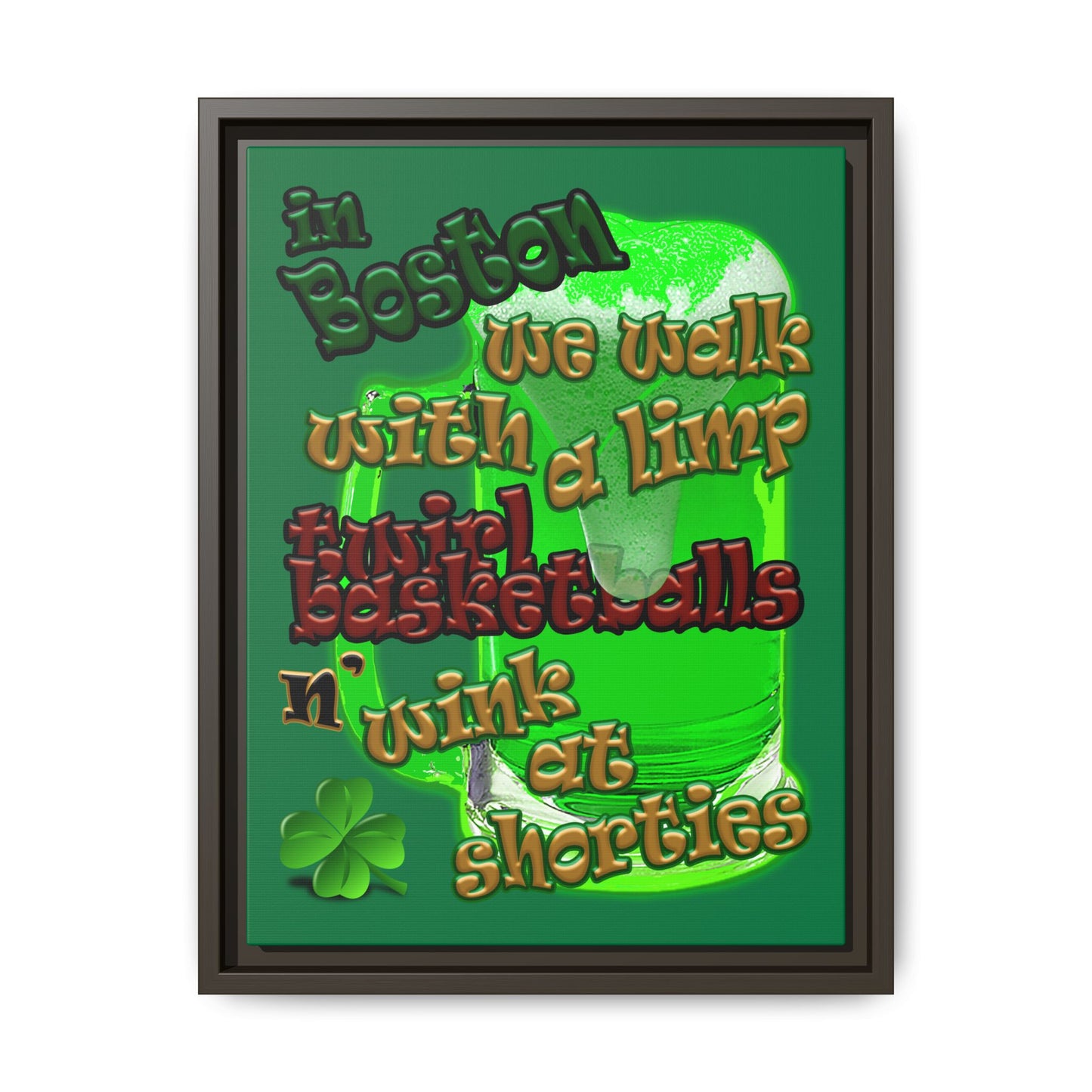 celtics logo - framed canvas art (dark green)
