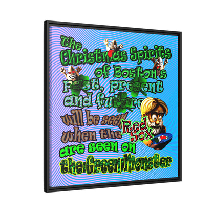 christmas spirits of boston - framed canvas art (light blue-purple wave)