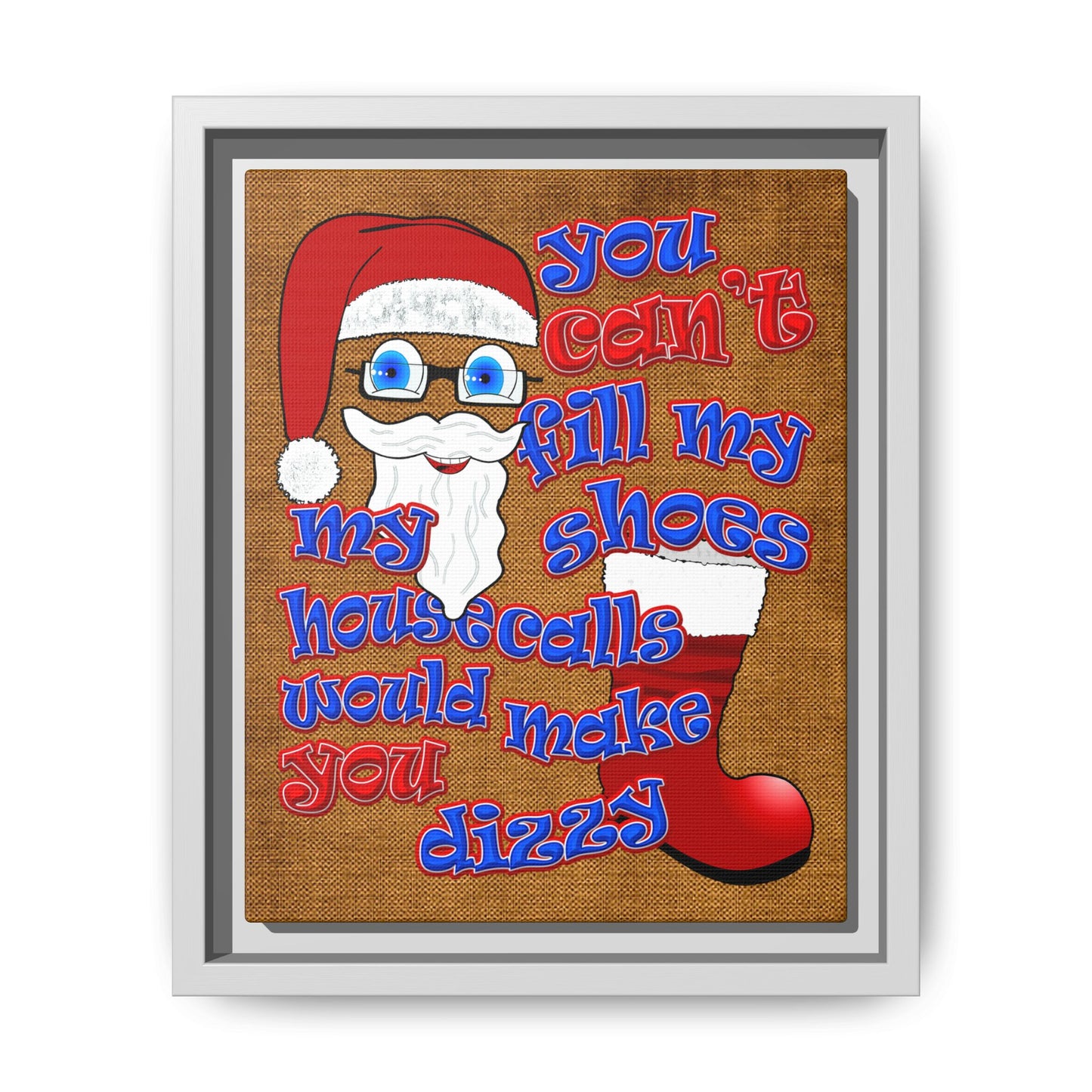 santa's shoes - framed canvas art (brown papyrus)