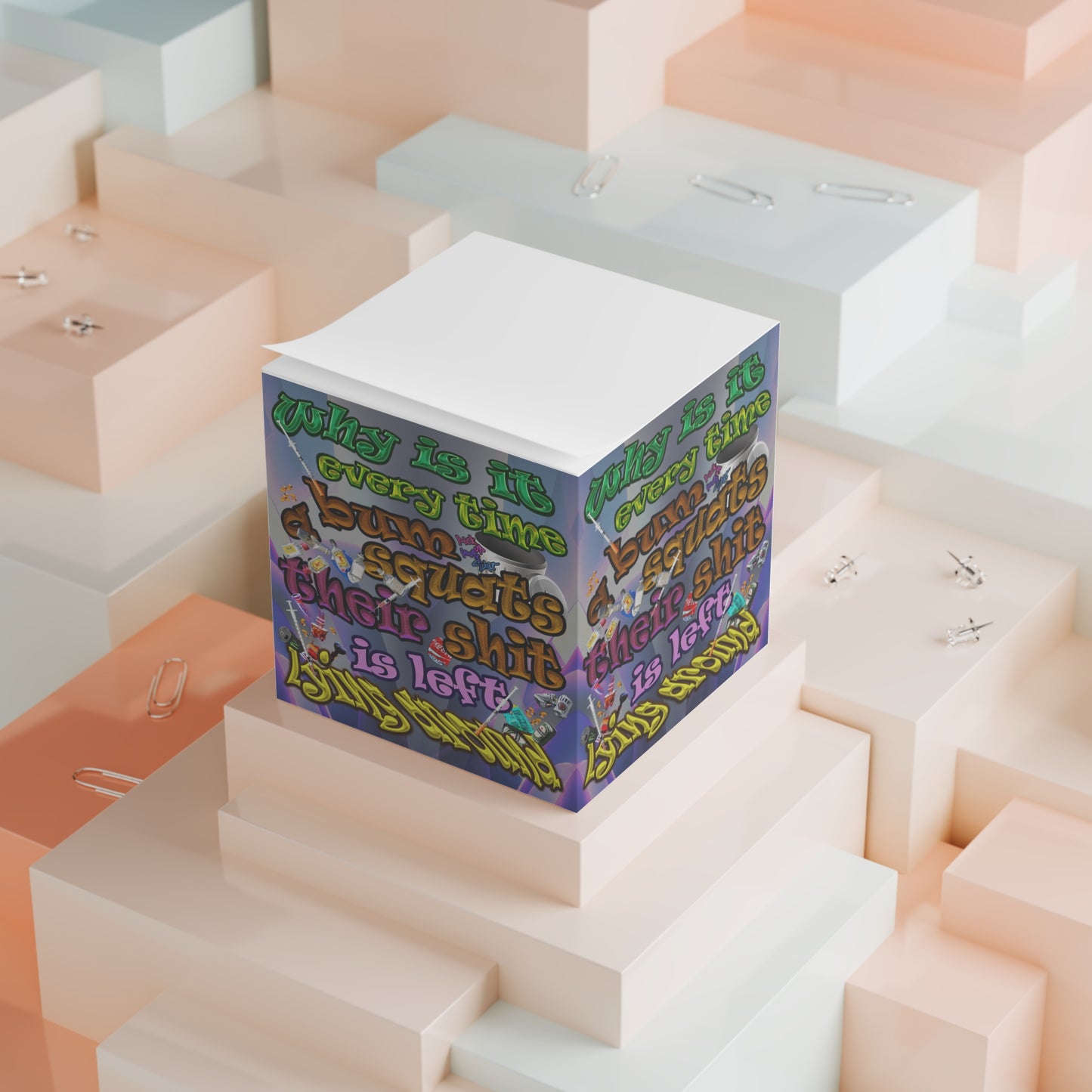 the bum's shit - note cube (grey-pink wave)