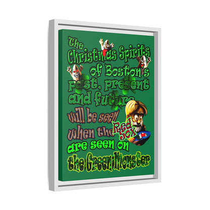 christmas spirits of boston - framed canvas art (dark green)
