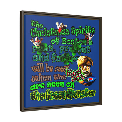 christmas spirits of boston - framed canvas art (dark blue)