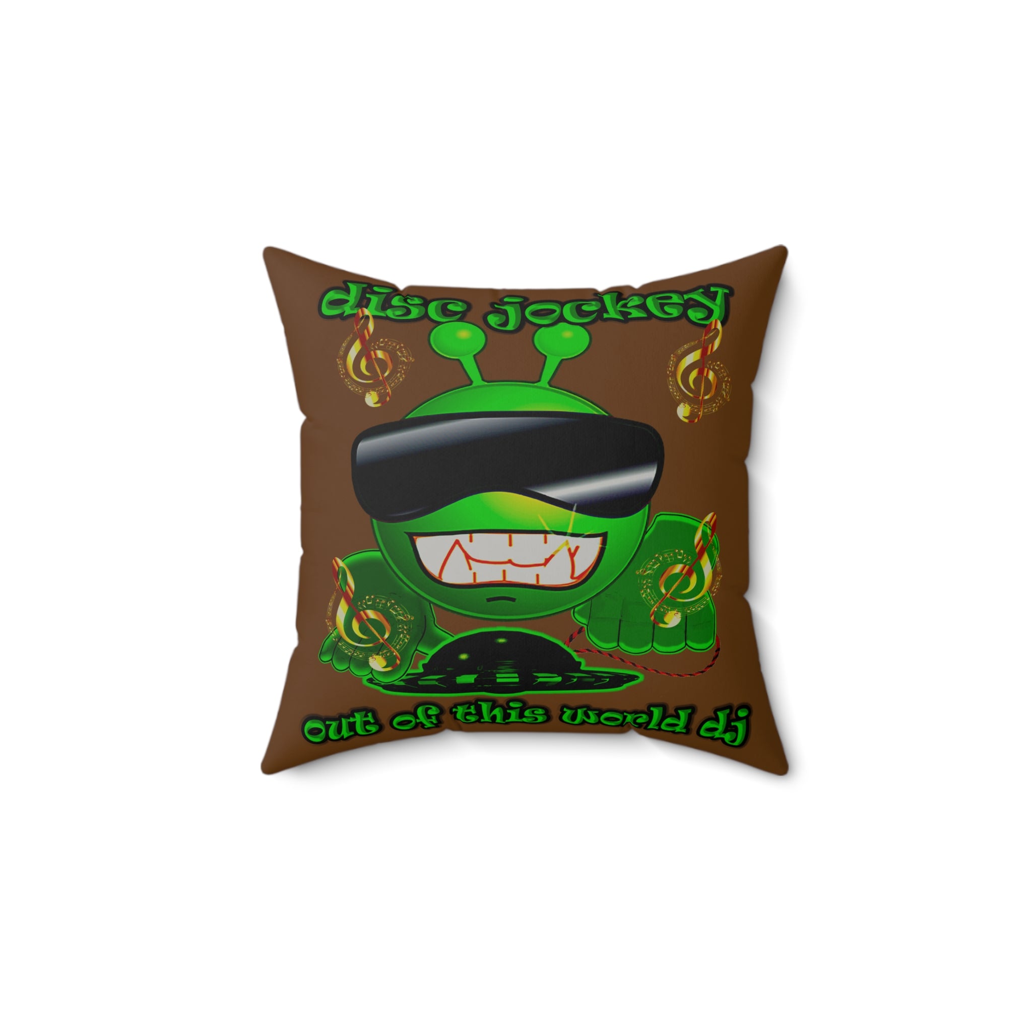 disc jockey - Faux Suede Square Pillow - (brown)