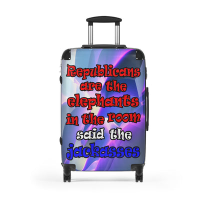 donkeys and elephants - Suitcase (grey-pink wave)